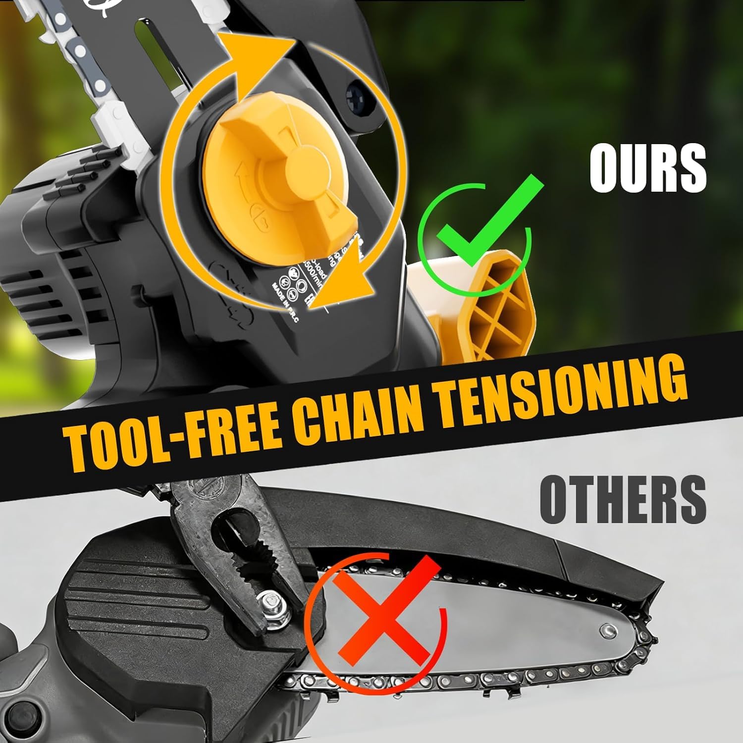 Houselife Mini Chainsaw in use for tree trimming