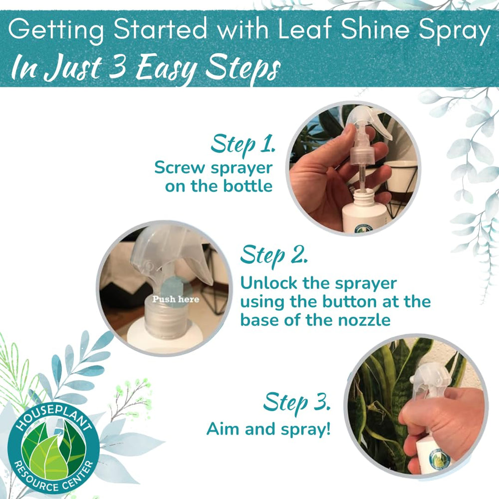 Houseplant Leaf Shine Spray ingredients list on bottle