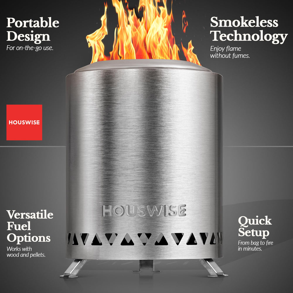 Houswise Smokeless Tabletop Fire Pit dimensions and specifications