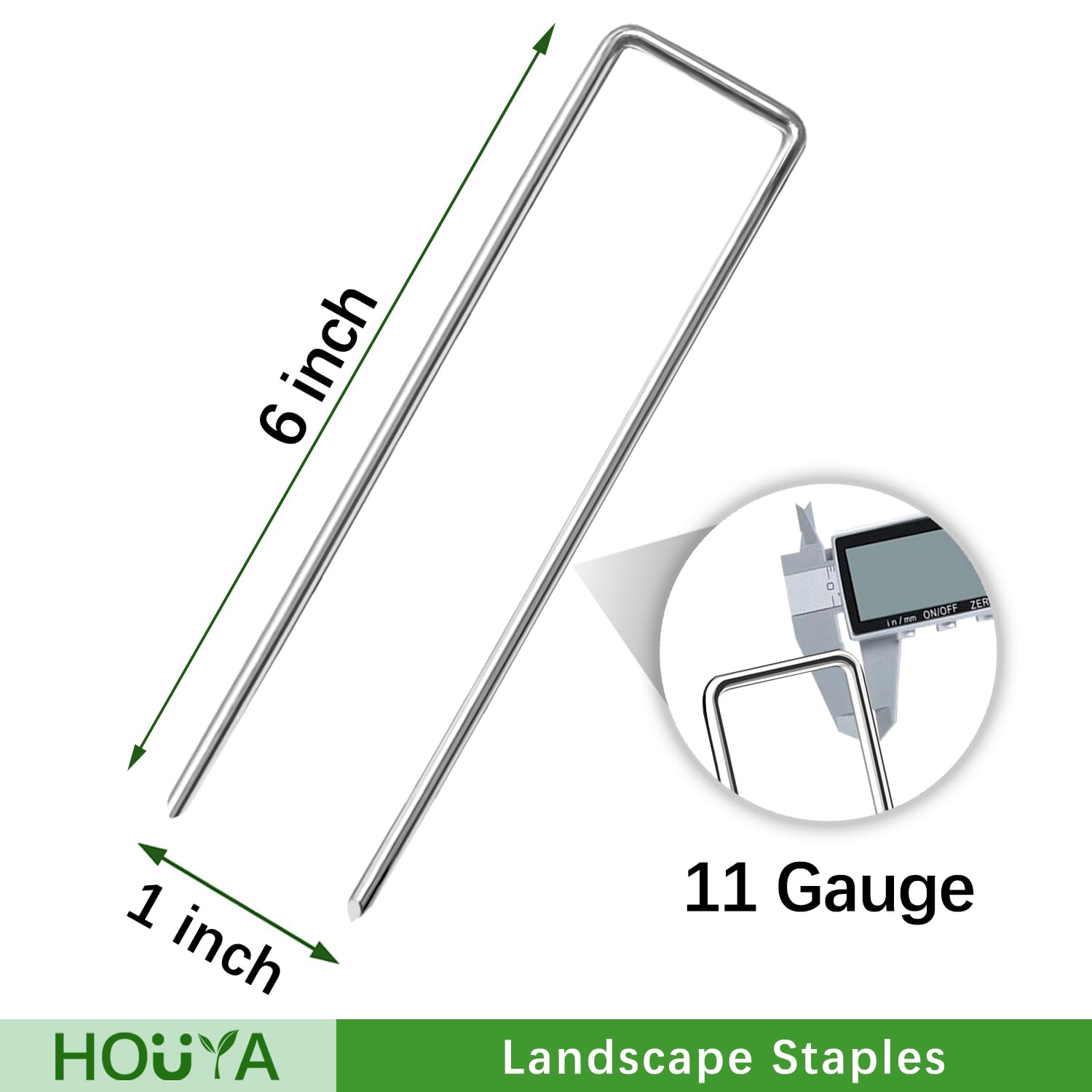 houya Landscape Staples 6 Inch side view showing beveled ends