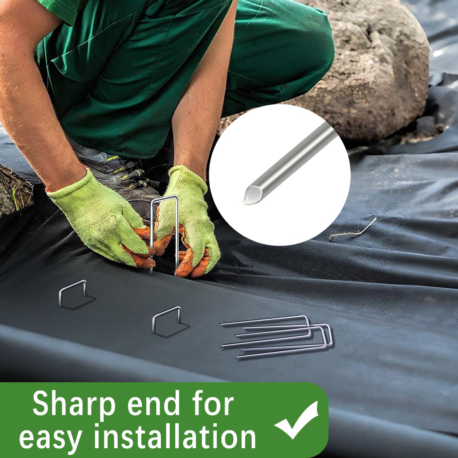 houya landscape staples displayed with garden tools