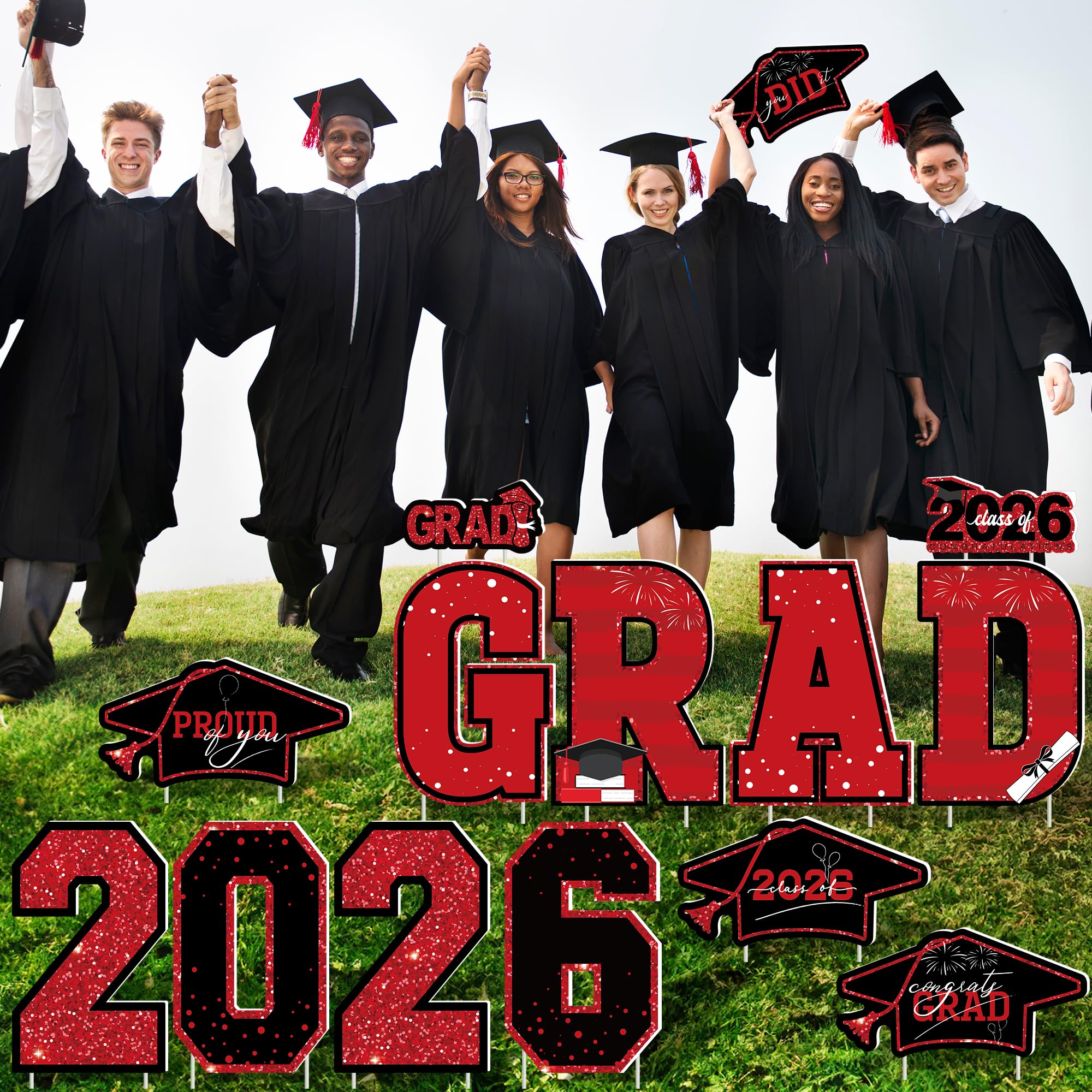 HOVACY graduation yard sign being inserted into the ground