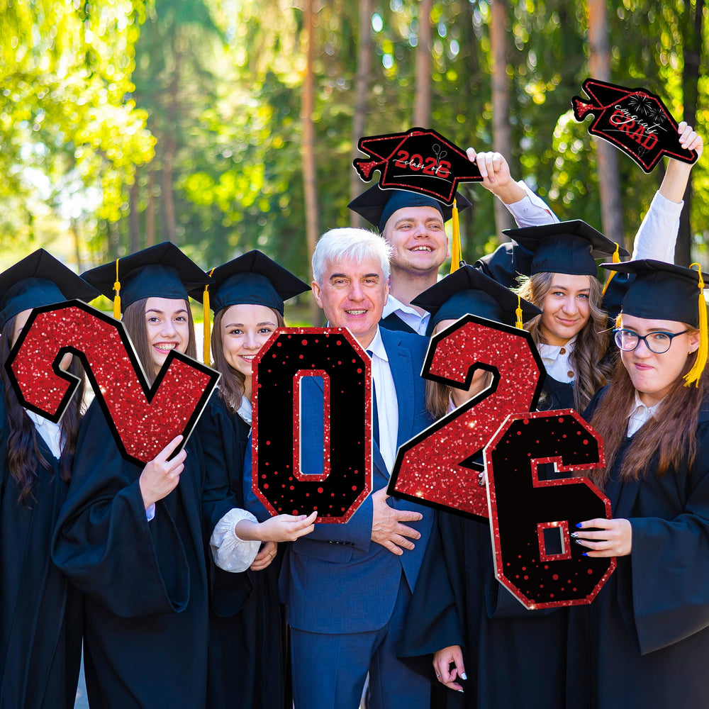 HOVACY graduation yard signs in a decorative arrangement