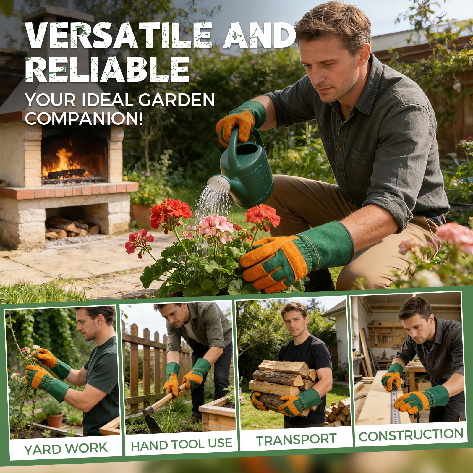 Hovico Gardening Gloves on a gardener's hands while pruning
