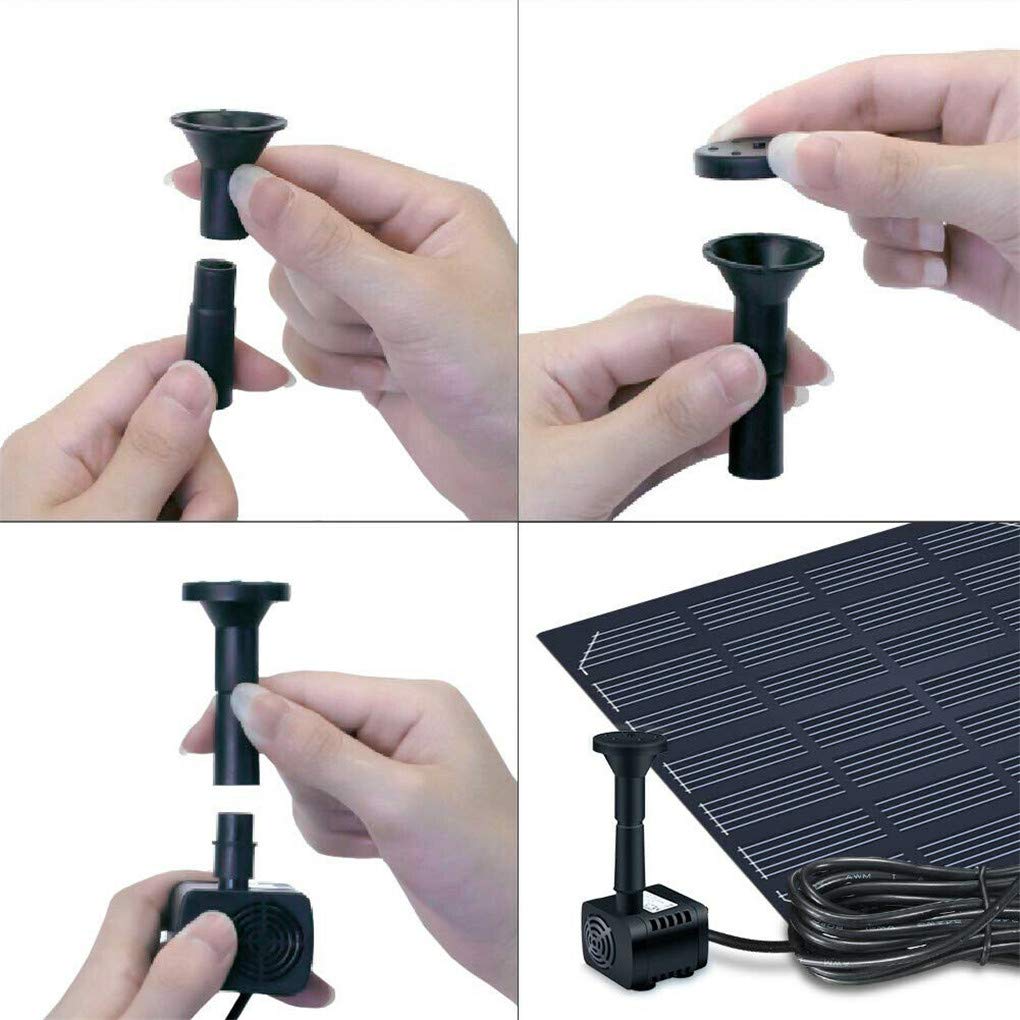 Hovico solar fountain pump in a small pond