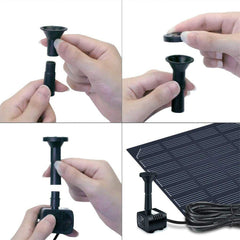 Hovico solar fountain pump in a small pond