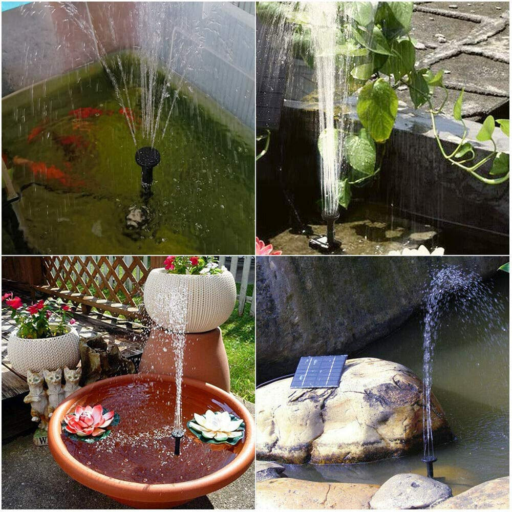 Hovico solar fountain with water flow in a garden