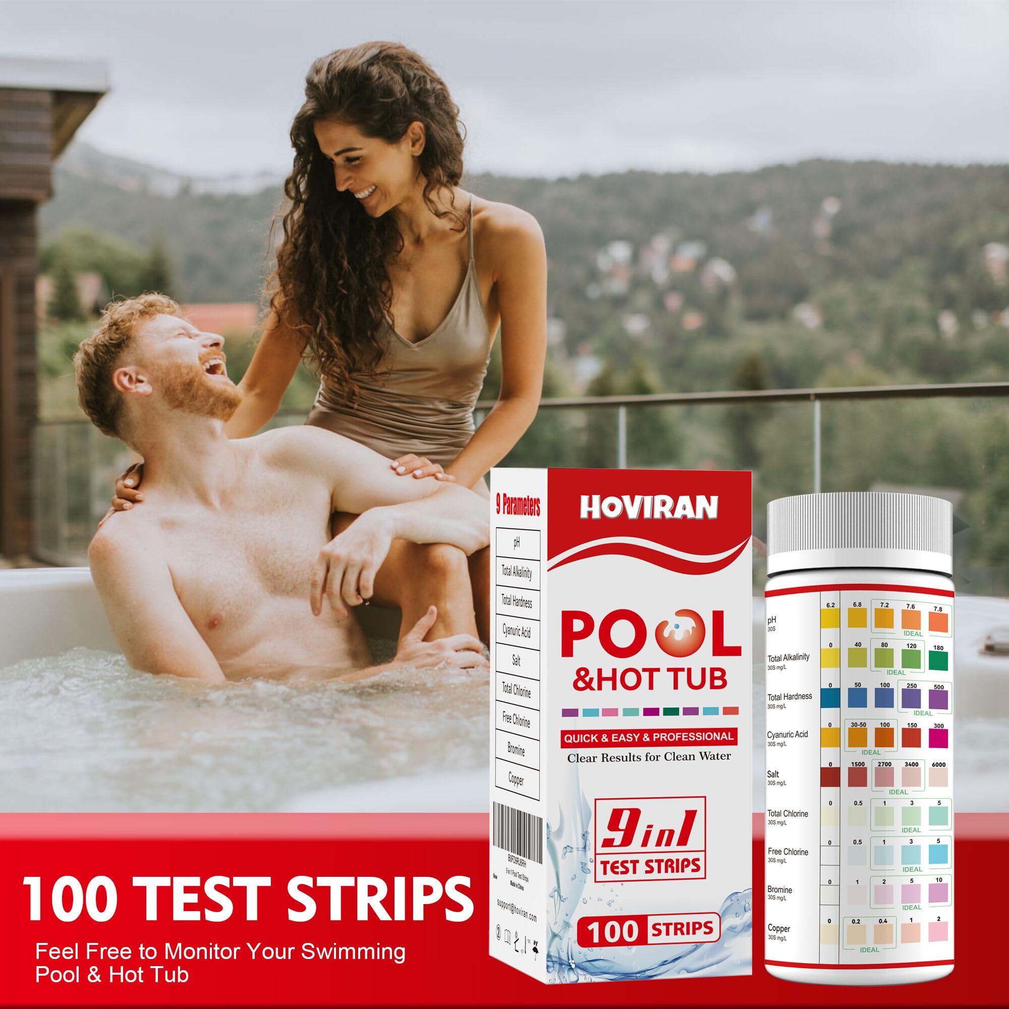HOVIRAN Pool Salt Test Strips 9 in 1 testing process