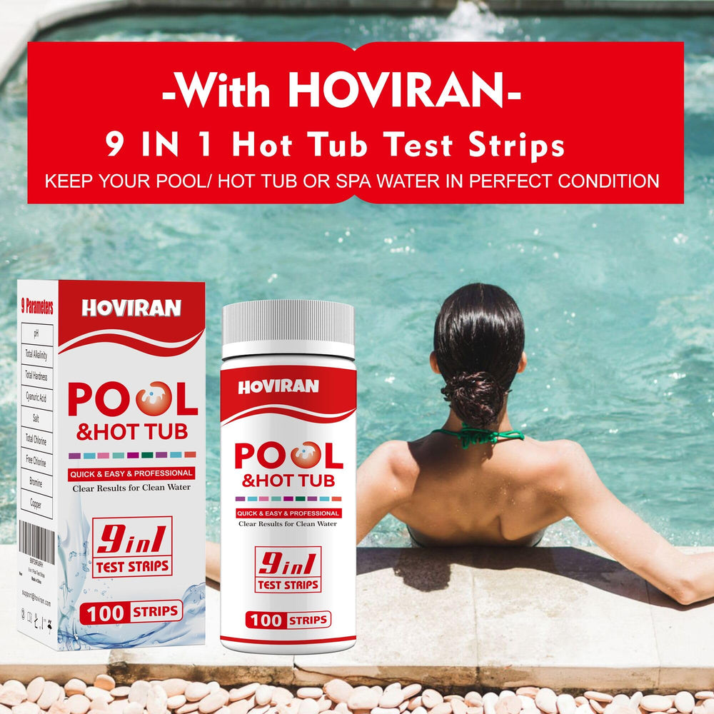 HOVIRAN Pool Salt Test Strips 9 in 1 with testing colour chart