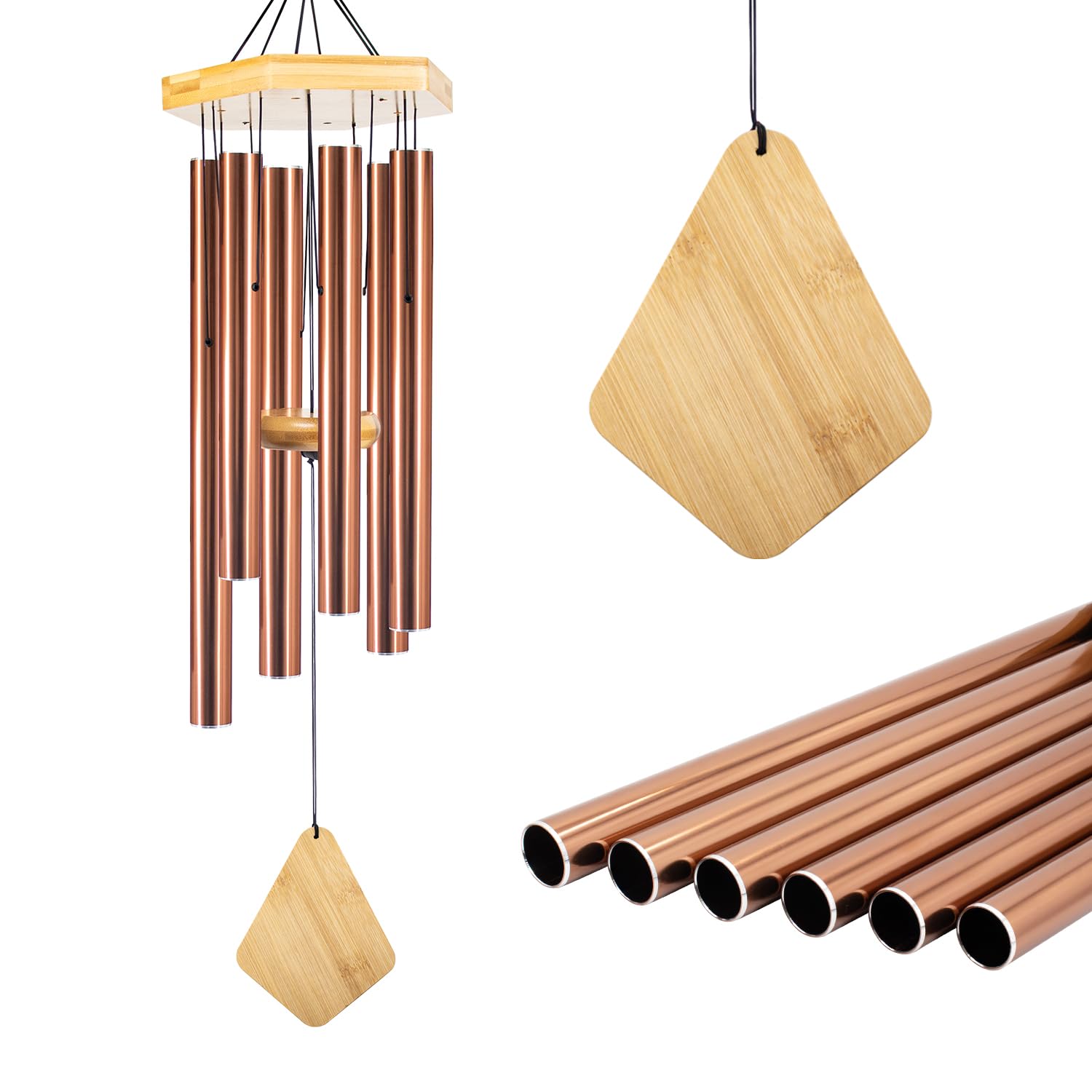 Howarmer 30 inch wind chime in red copper finish front view