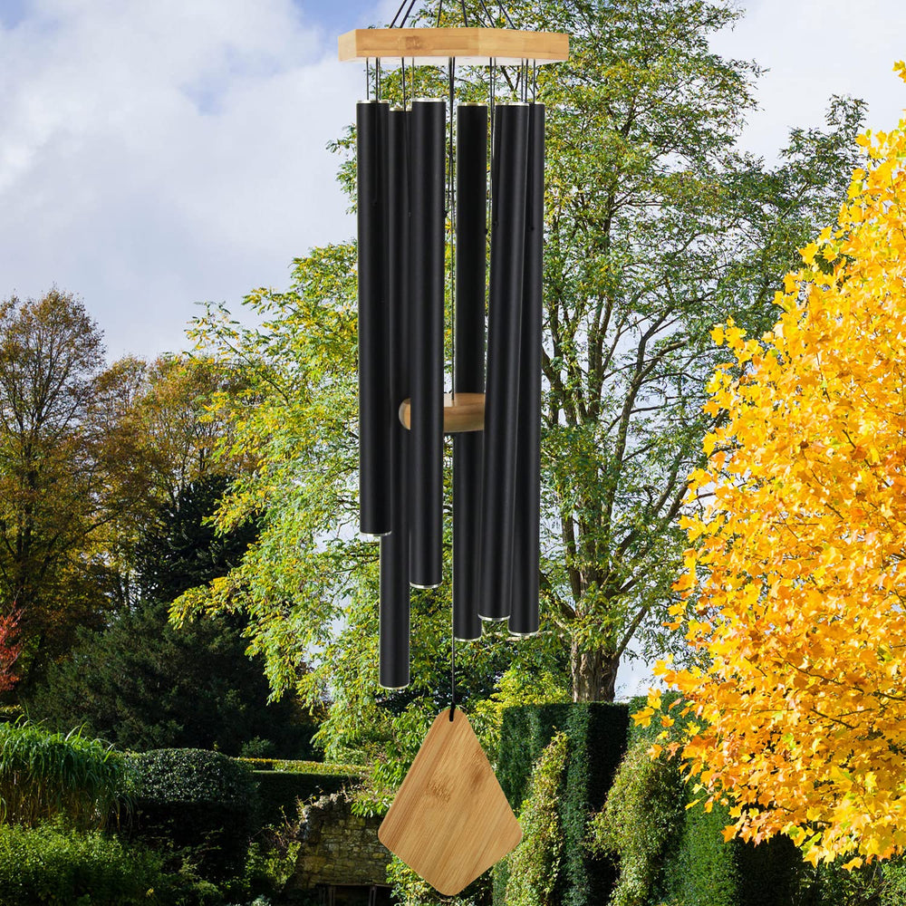Howarmer 36 inch black wind chime in outdoor decor setting