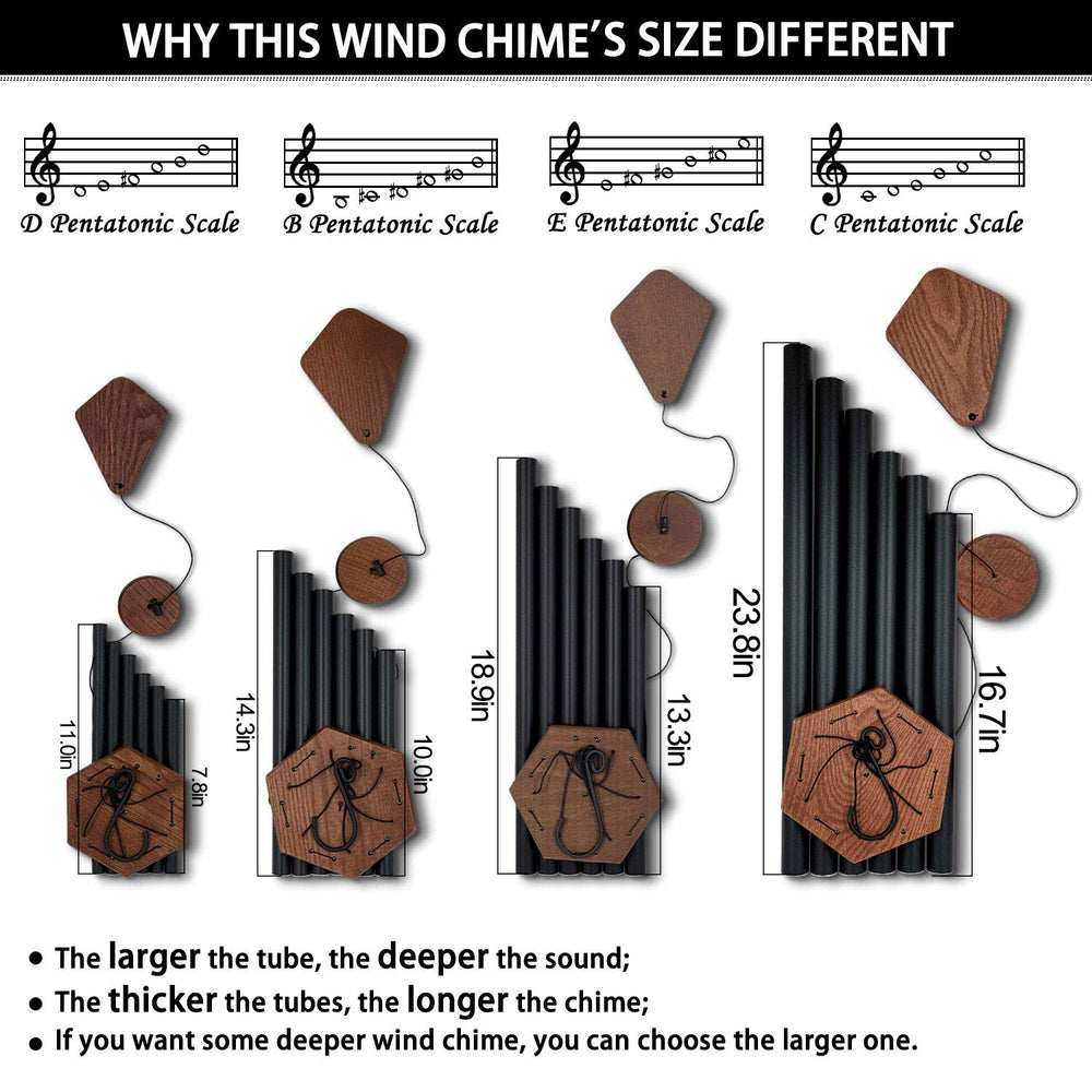 Howarmer 44 inch black wind chime swaying in the breeze