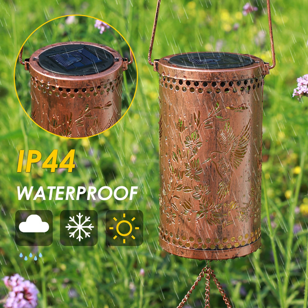 Howarmer Hummingbird Solar Wind Chimes hanging in a balcony