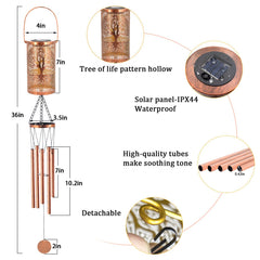 Howarmer solar wind chimes hanging in a garden