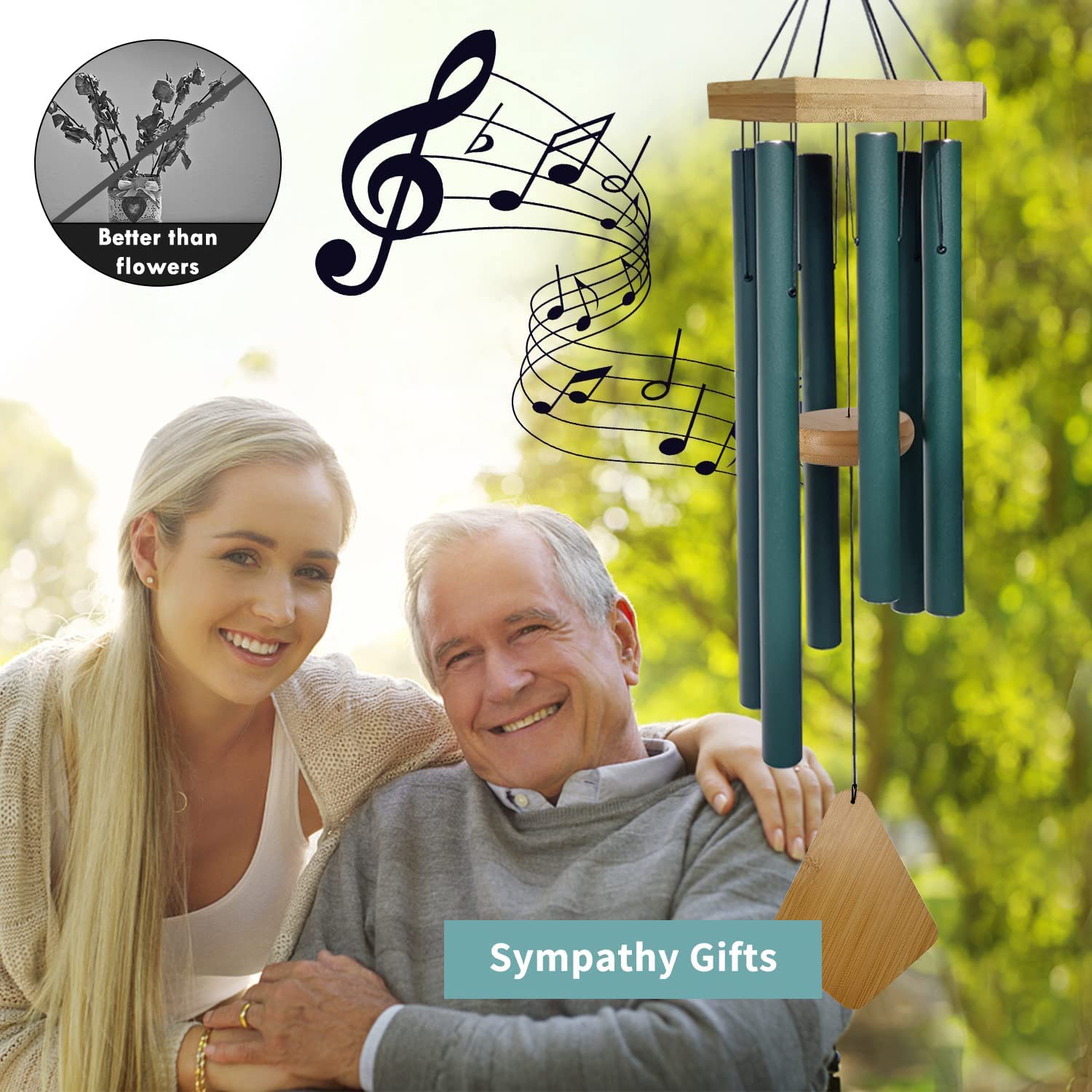 Howarmer wind chime hanging in garden setting