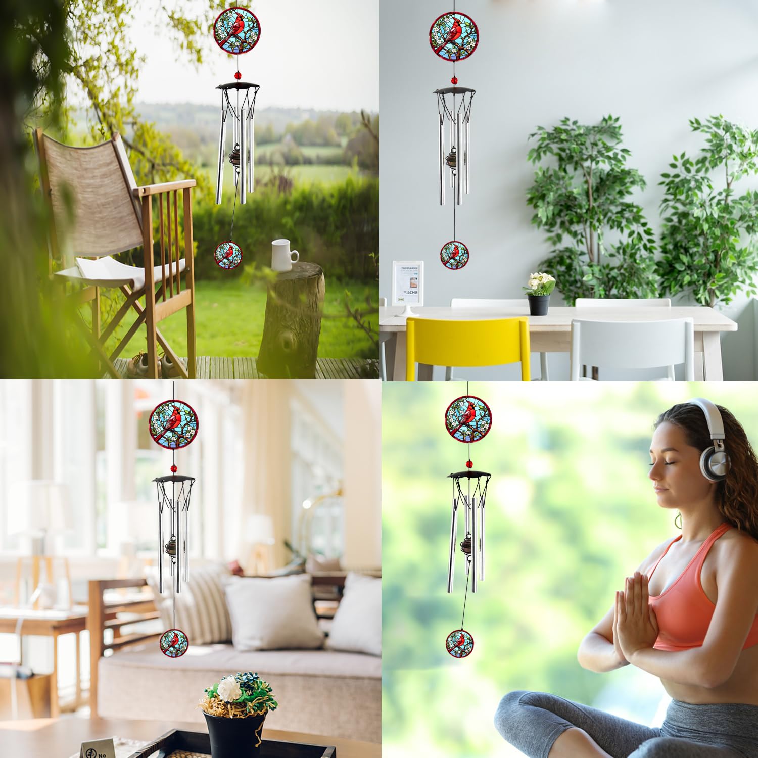 Howarmer wind chimes displayed indoors in a living room