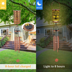 Howarmer wind chimes LED lantern illuminated at night