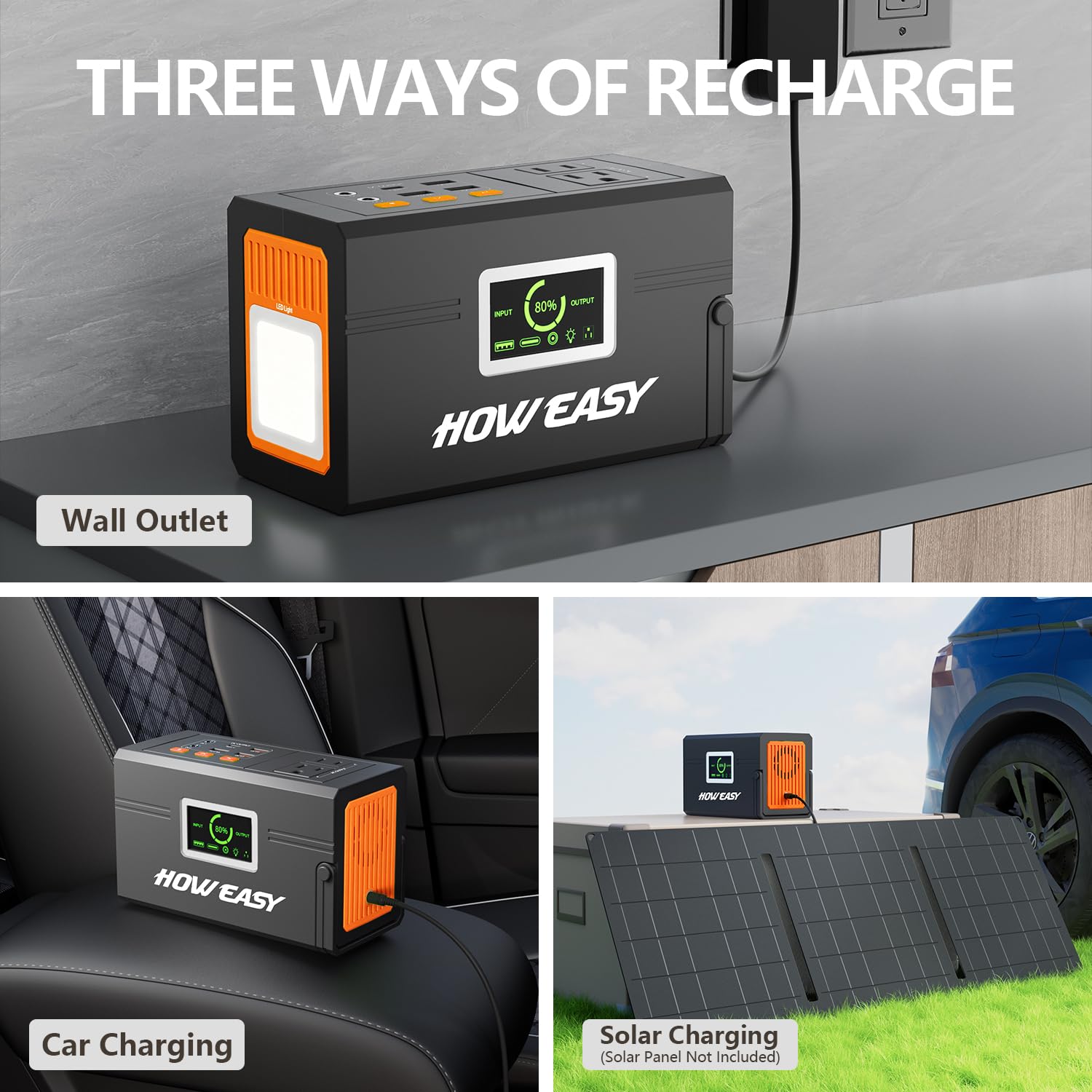 HOWEASY Portable Power Station 127W in carrying position