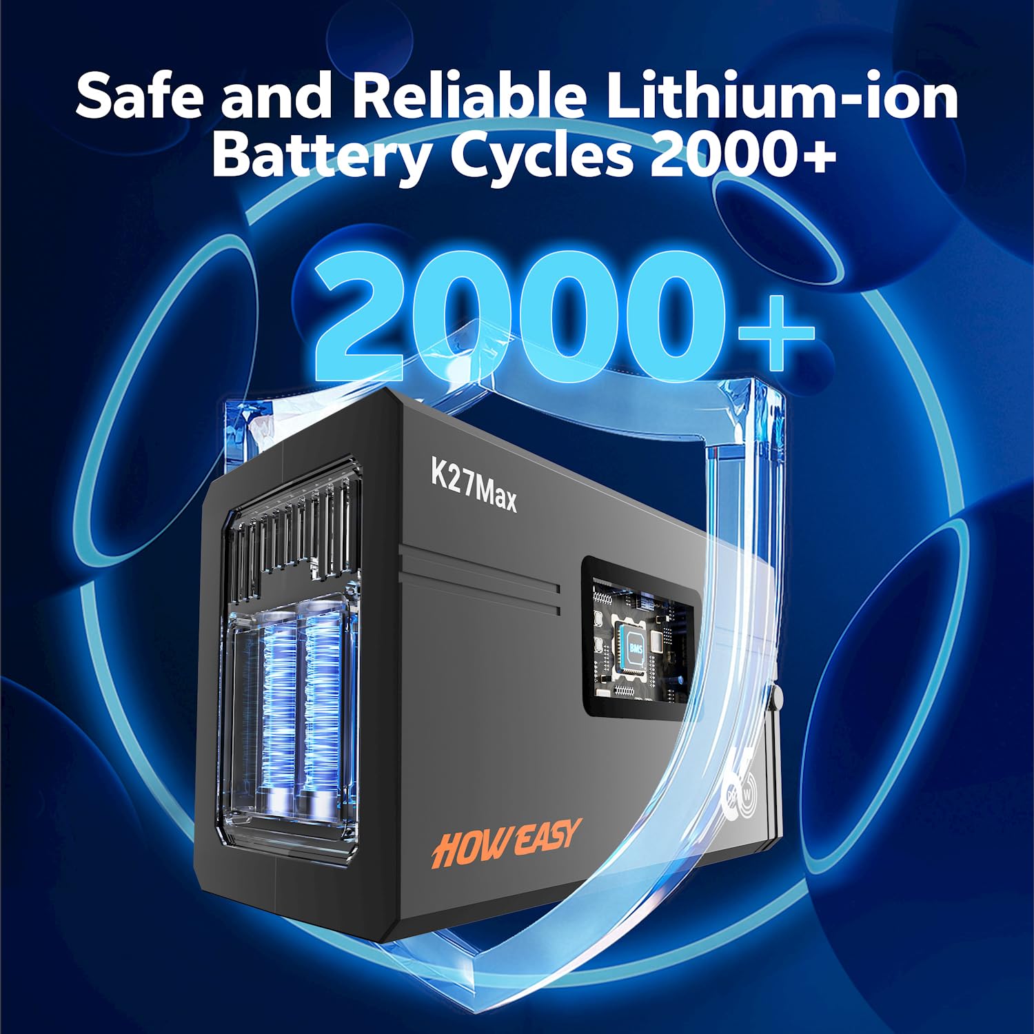 HOWEASY Portable Power Station 135W showing LED light functionality