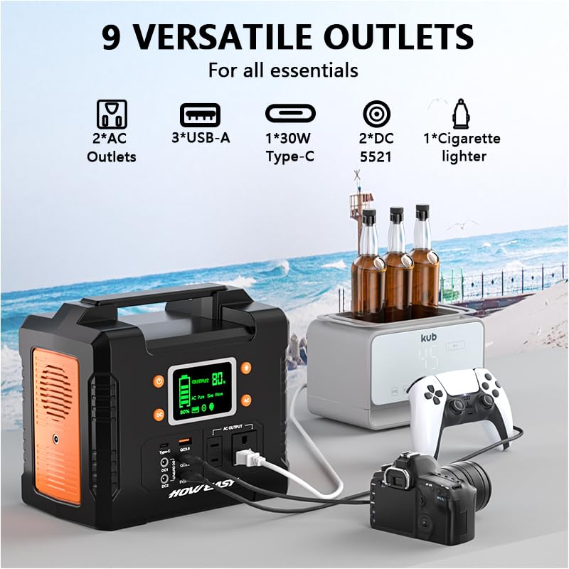 HOWEASY Portable Power Station 300W with AC adapter