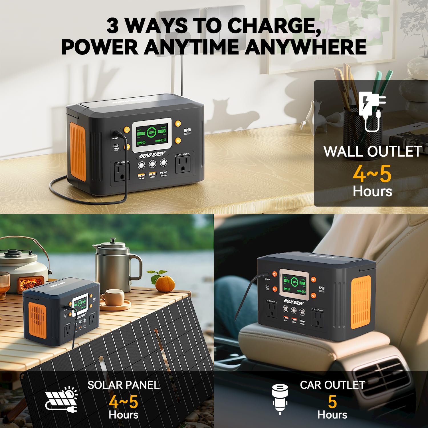 HOWEASY Portable Power Station charging a laptop