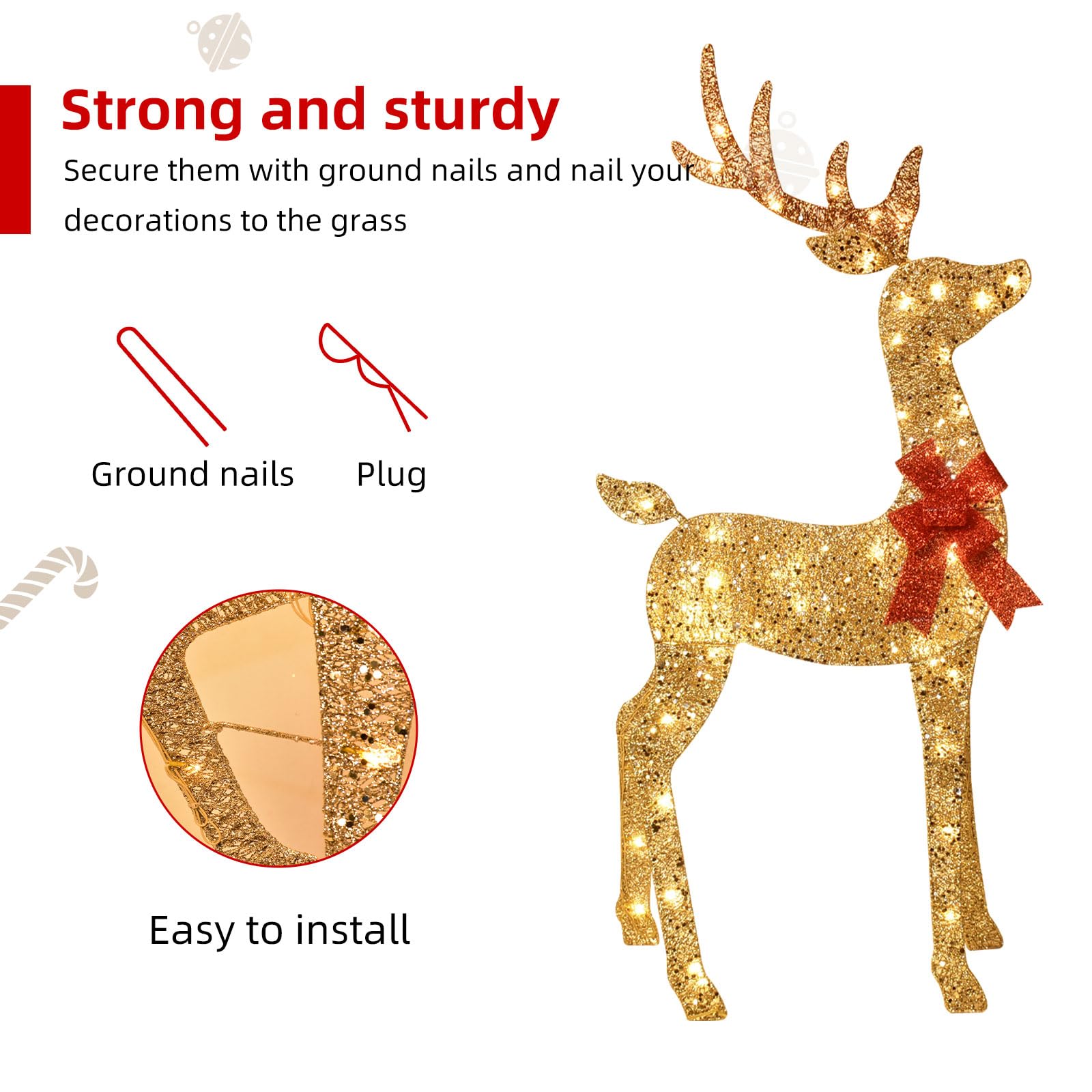 HOYECHI doe reindeer in golden colour, back view