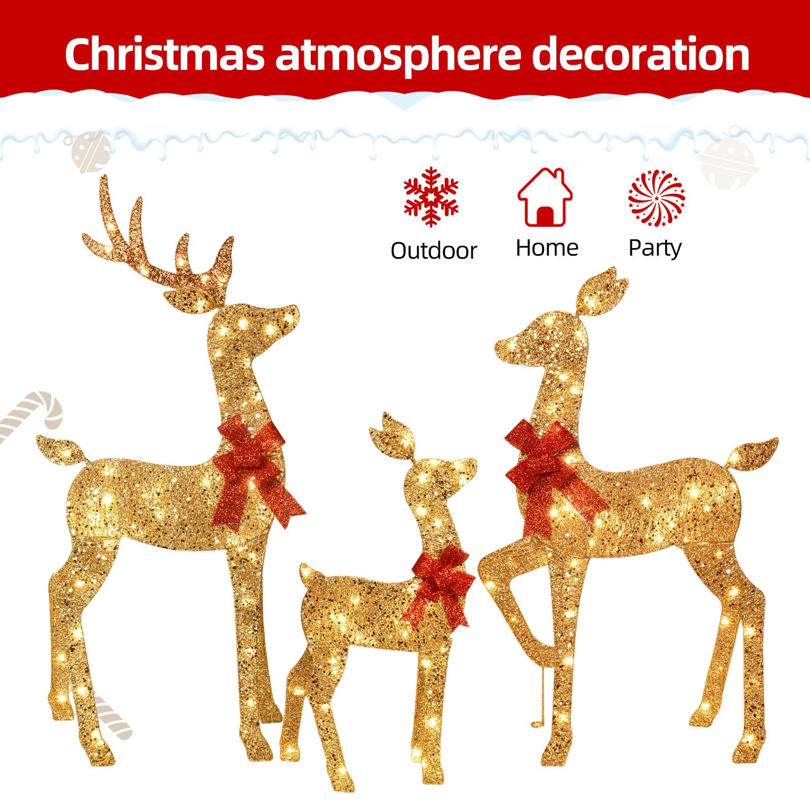 HOYECHI reindeer set with LED lights, side view