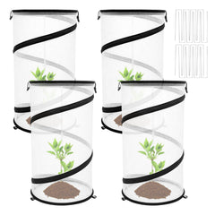 Hoypeyfiy 4 Pcs Pop Up Plant Covers with stakes in garden
