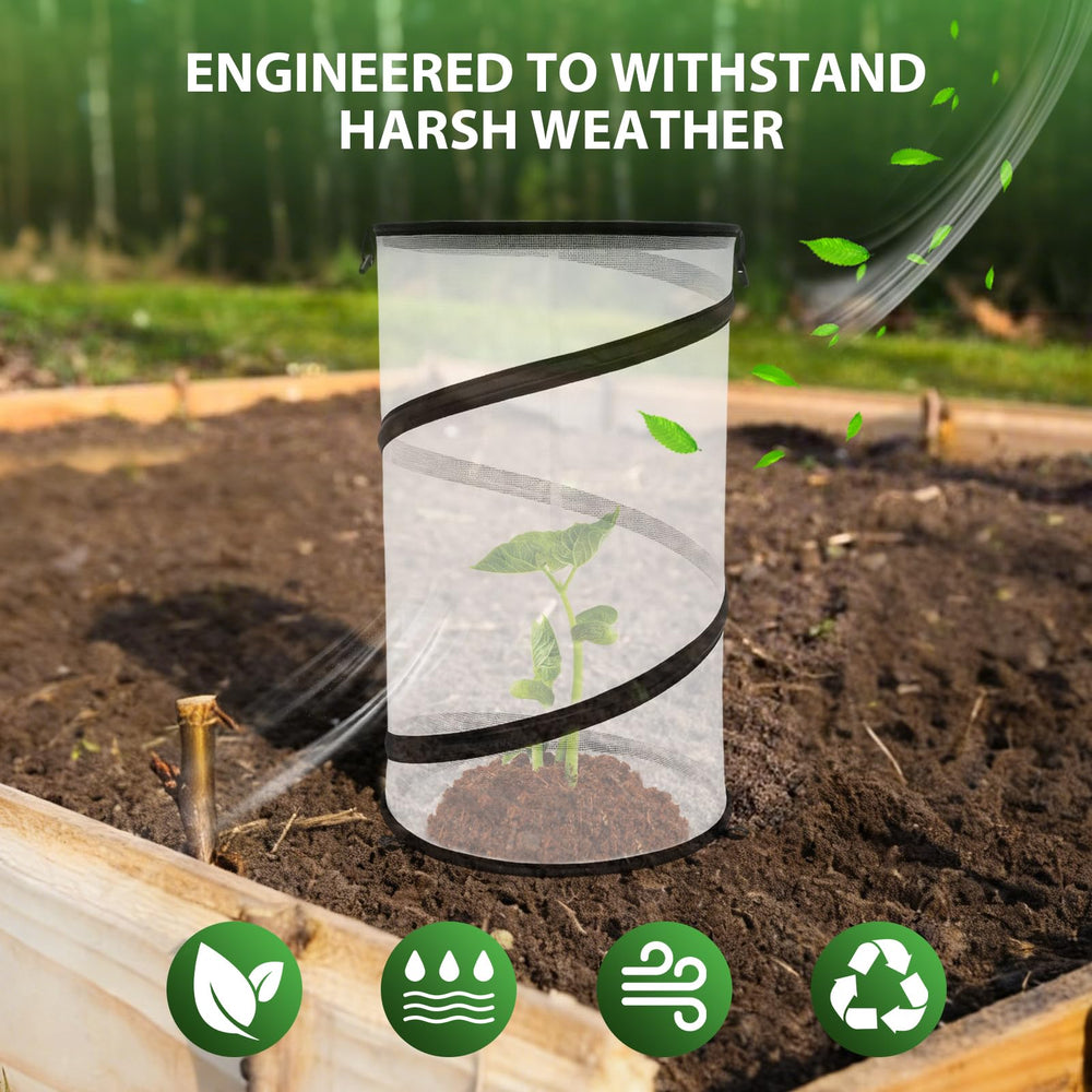 Hoypeyfiy plant cover anchored with stakes in windy conditions