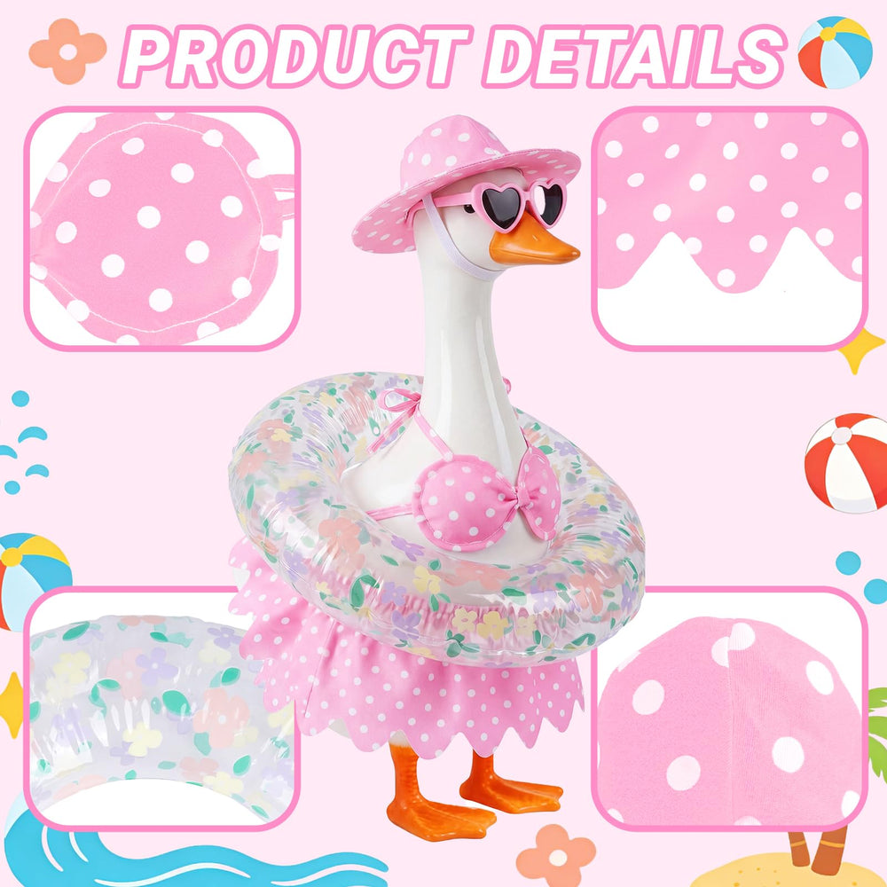 hoyuwak Bikini Goose Outfit on a 23 inch porch goose statue