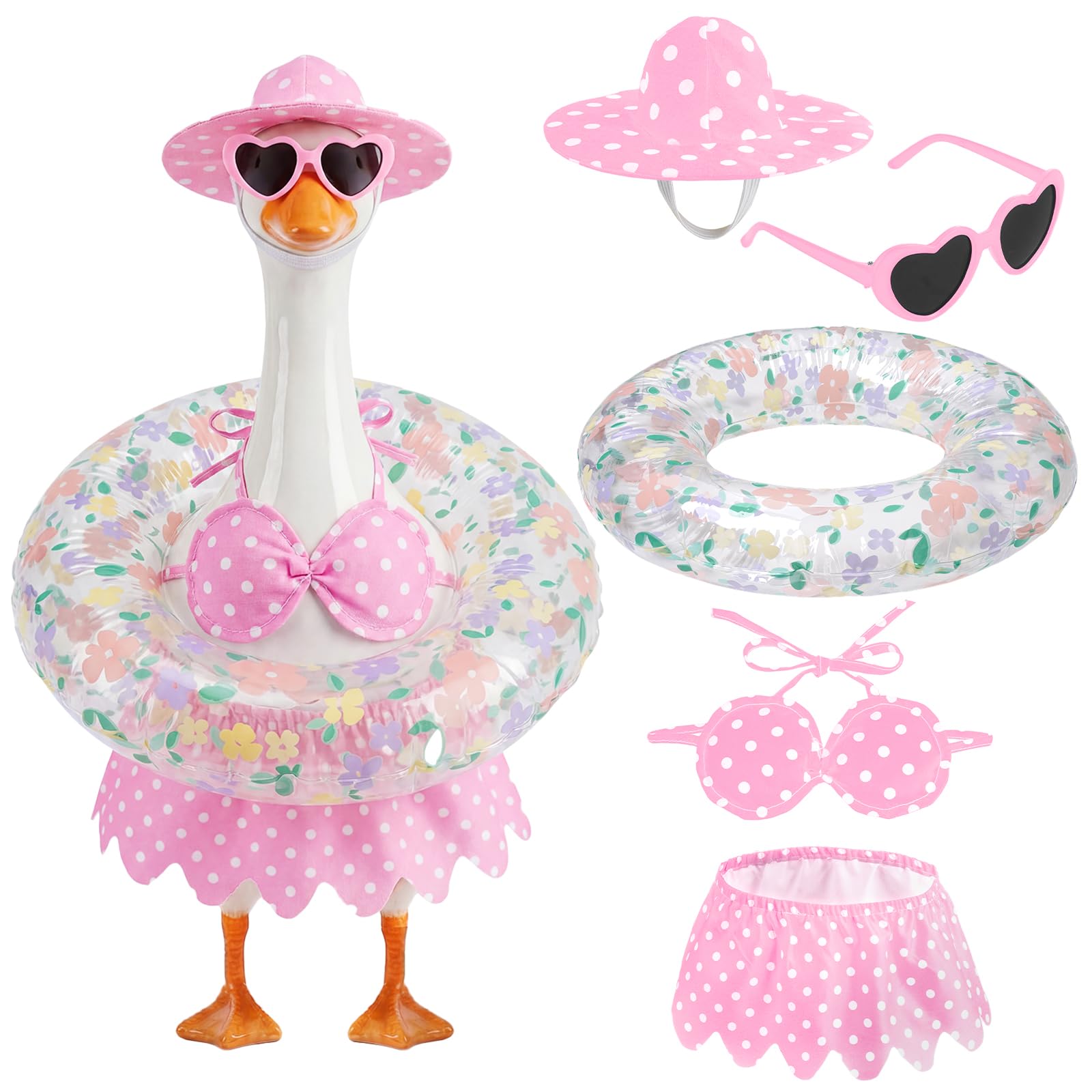 hoyuwak Bikini Goose Outfit pink swim cap and bikini set