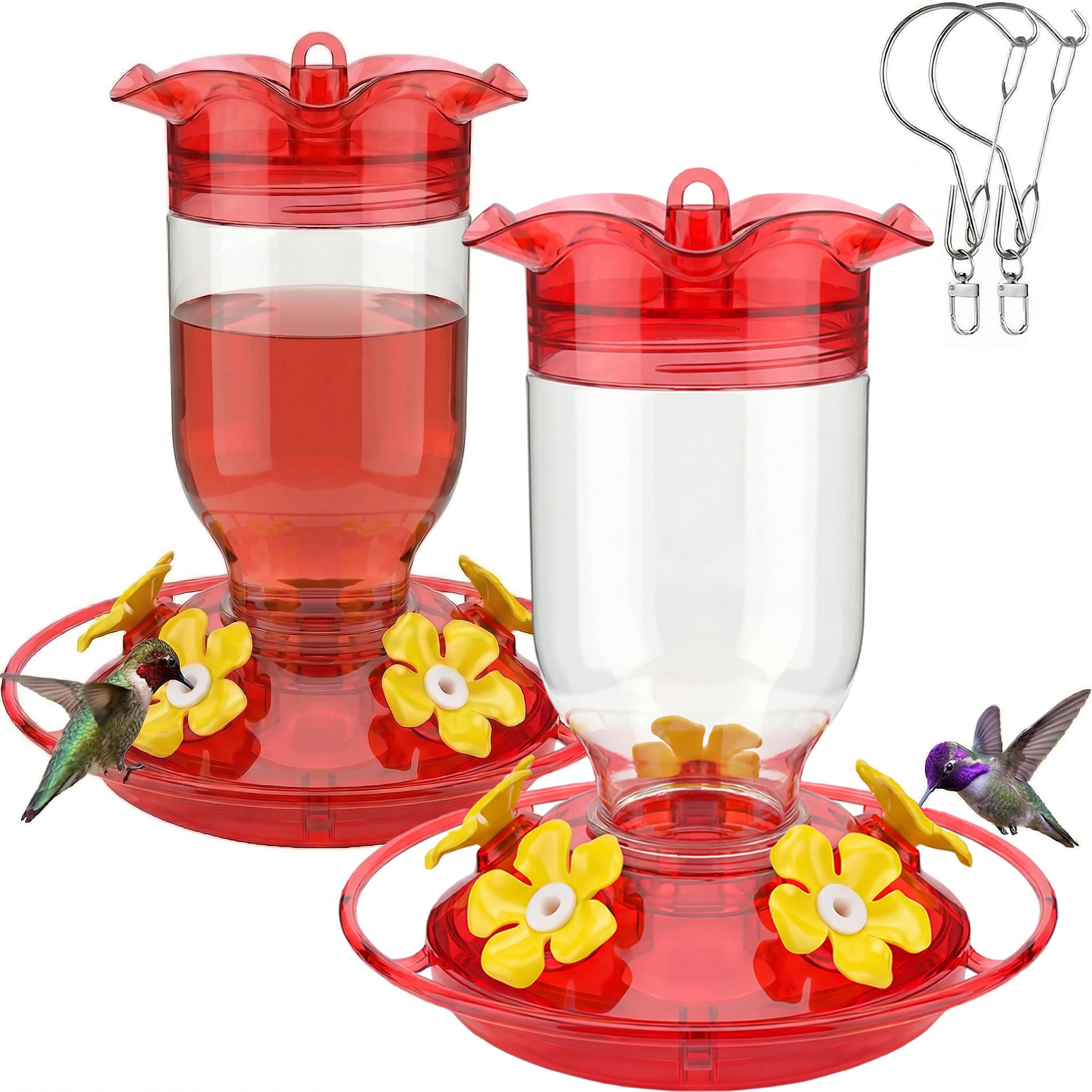 Hpewi hummingbird feeder 2 pack with red plastic design