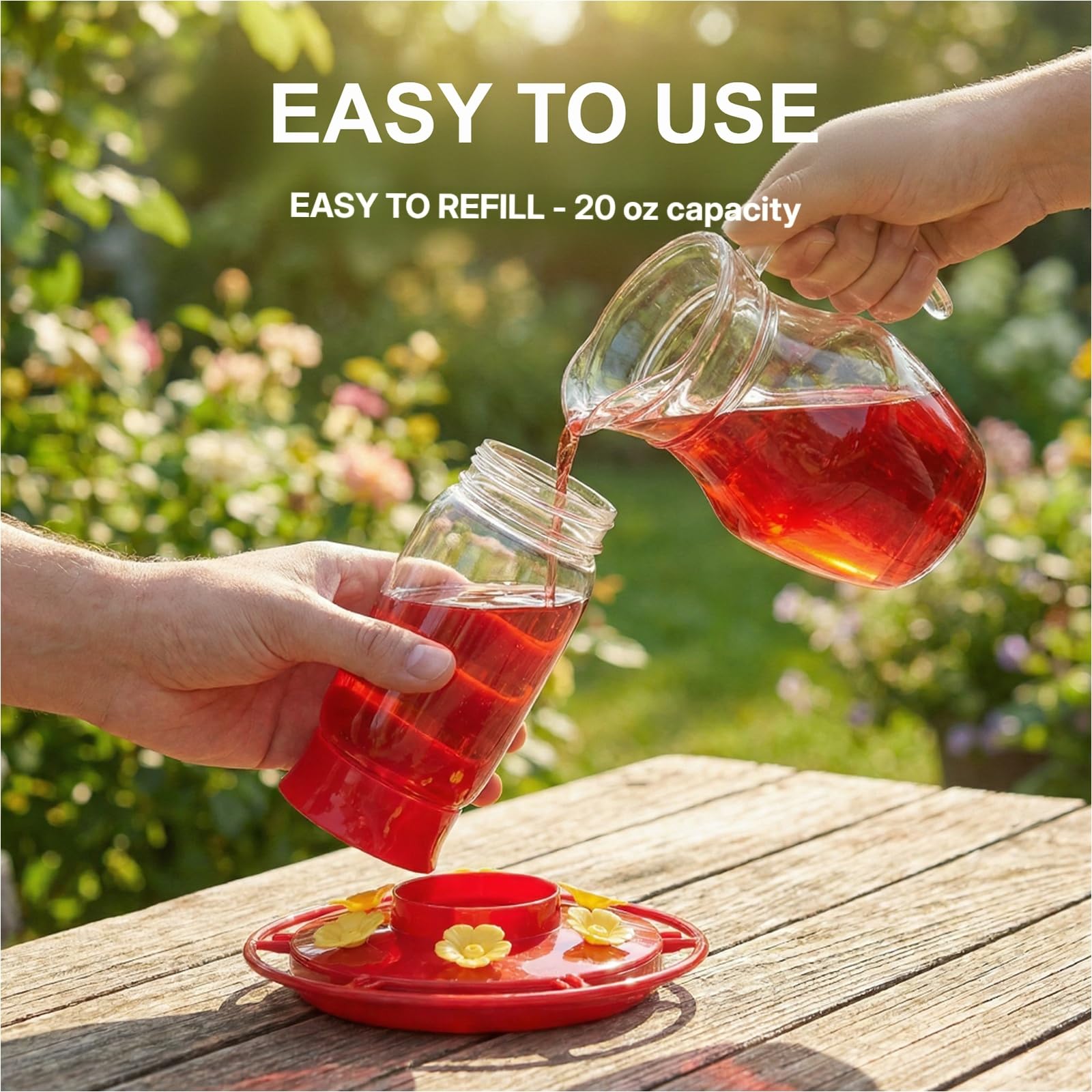 Hpewi Hummingbird Feeder side view with transparent body