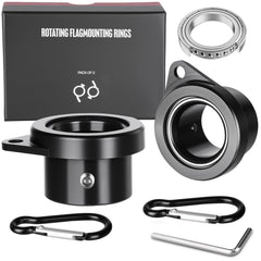 HPGOED 360° Rotating Flag Pole Rings front view, black colour