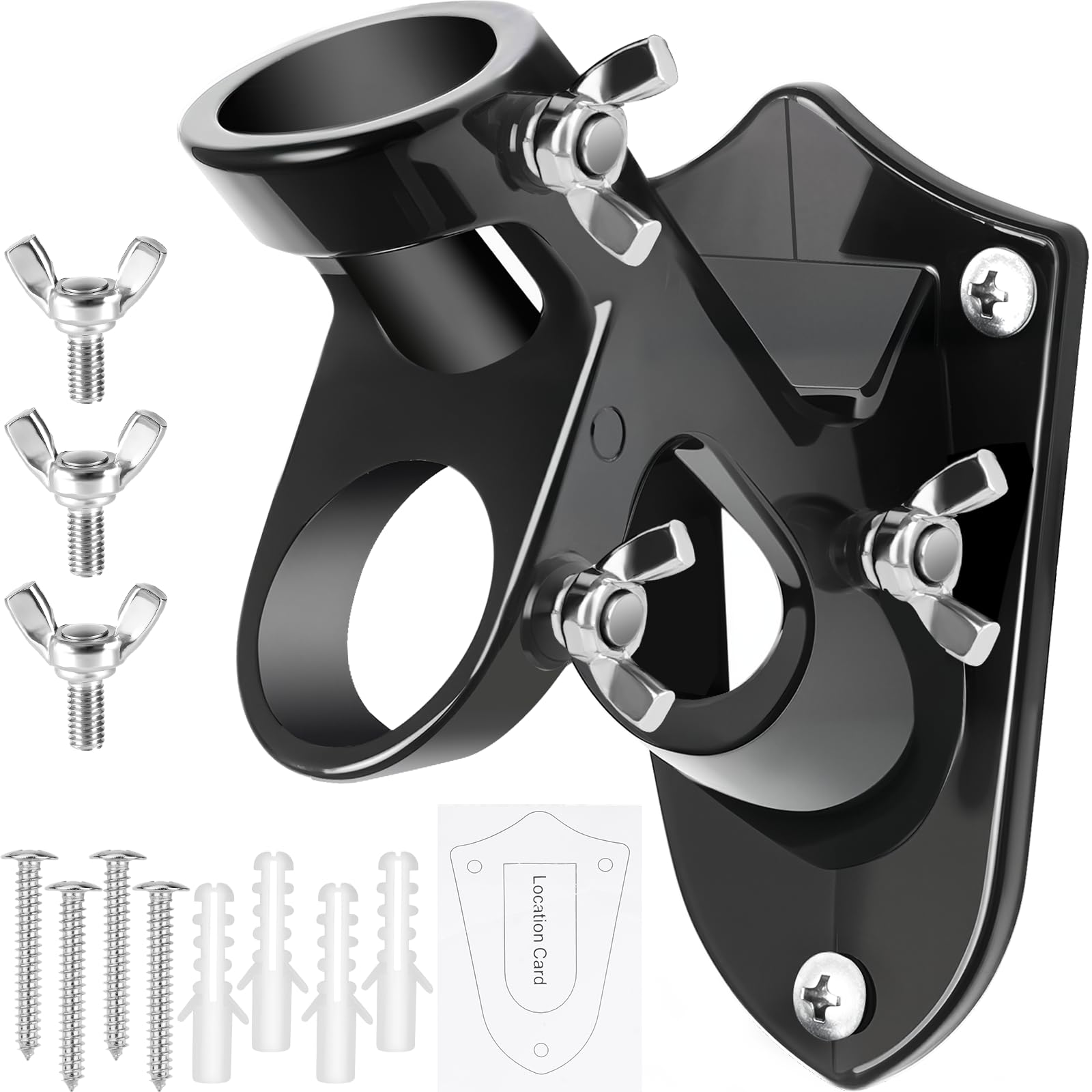HPGOED Flag Pole Holder black model front view with mounting bracket