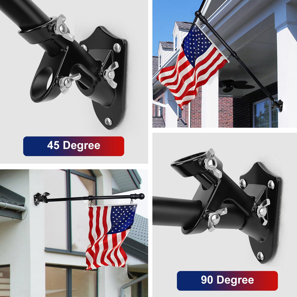 HPGOED Flag Pole Holder mounted on a wall with a flag