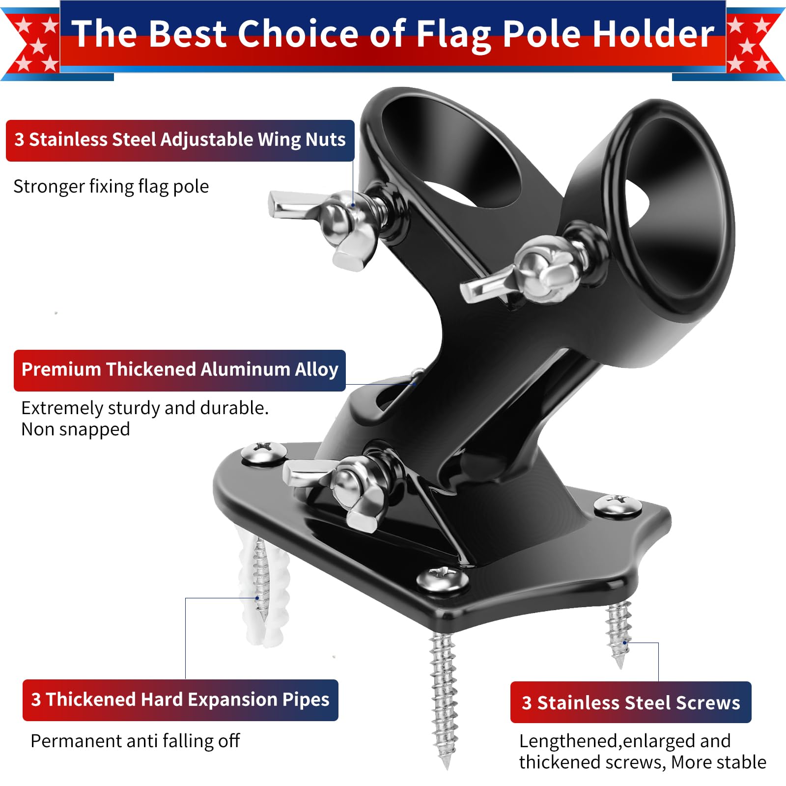 HPGOED Flag Pole Holder side view showing angle adjustments