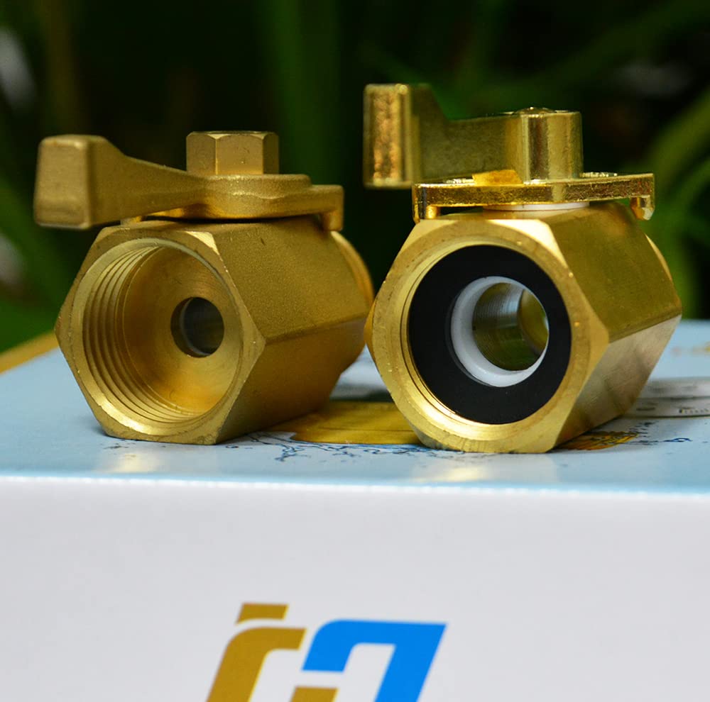 HQMPC Brass Shut Off Valve with garden hose attached