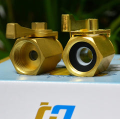 HQMPC Brass Shut Off Valve with garden hose attached