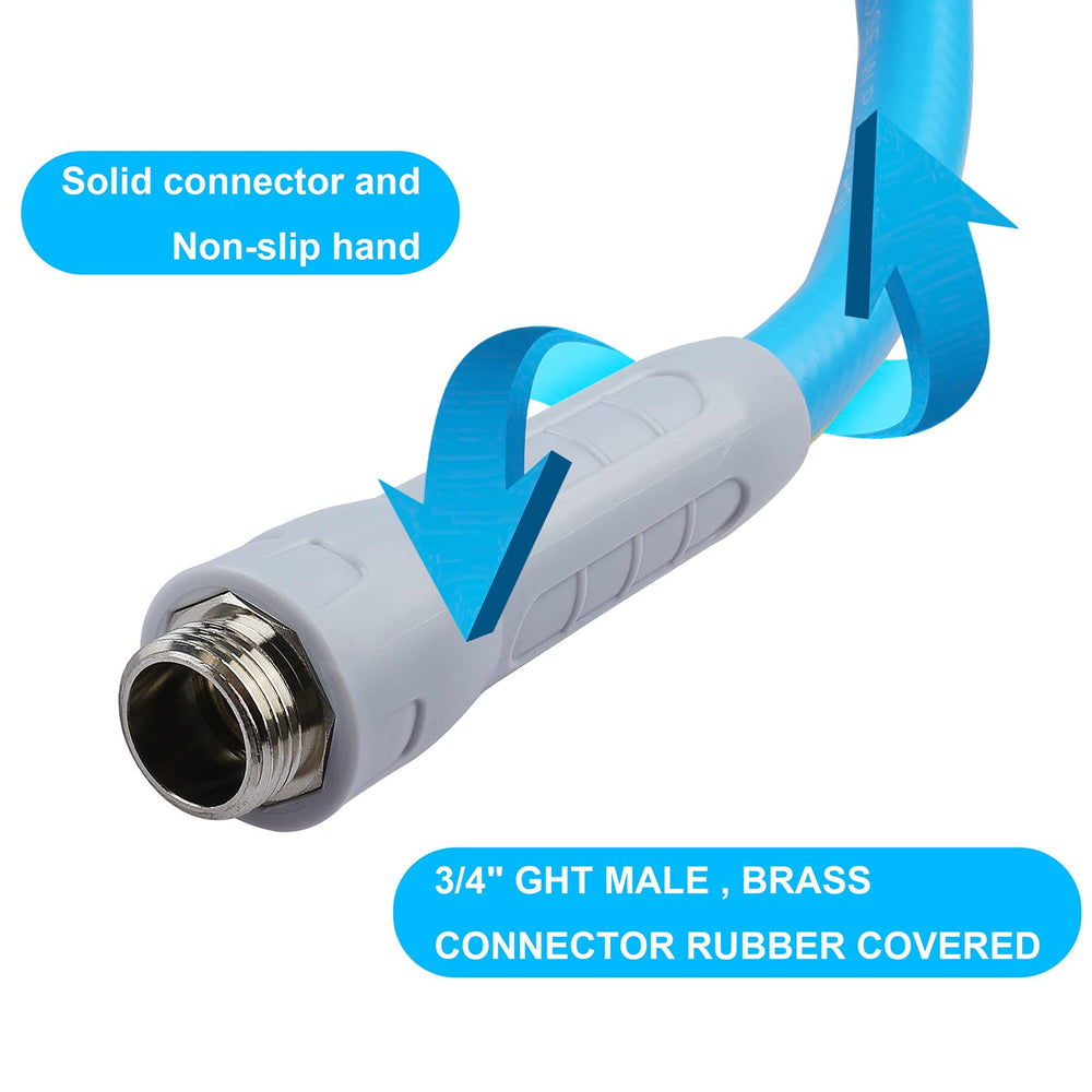 HQMPC garden hose showing no kinks under pressure