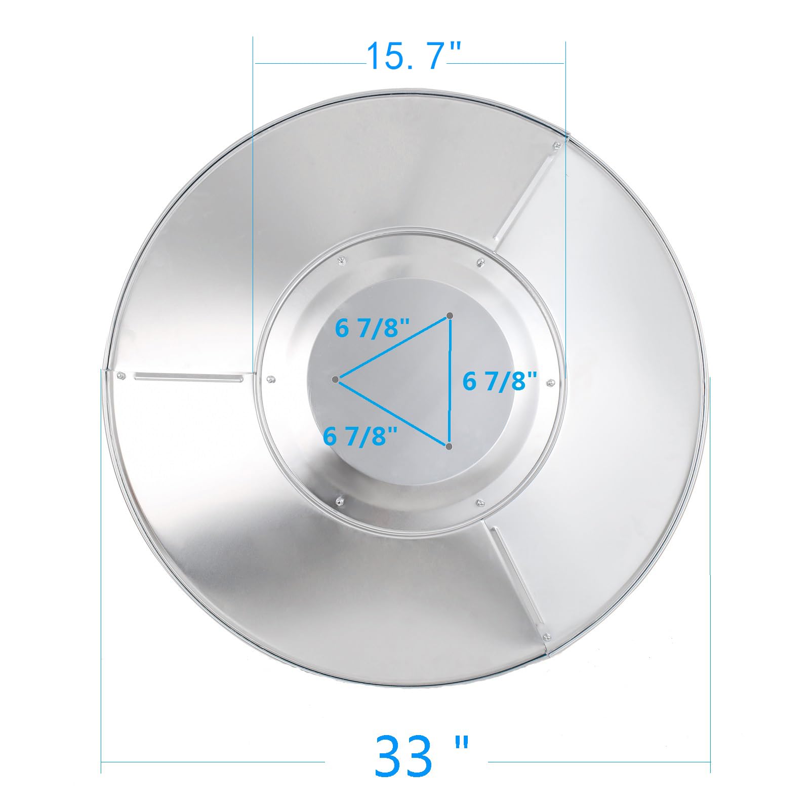 HQQ outdoor Patio Heater Reflector Shield side view, showing mounting holes
