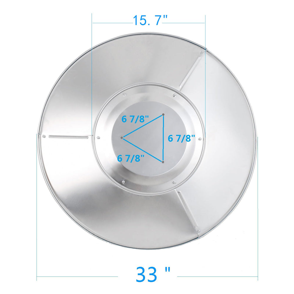 HQQ outdoor Patio Heater Reflector Shield side view, showing mounting holes