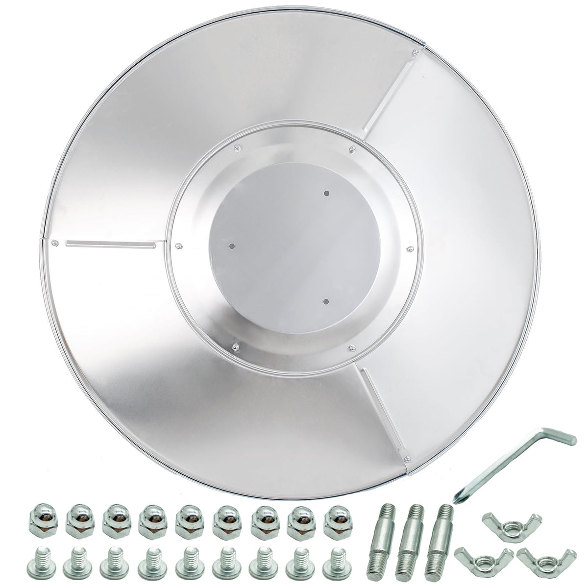 HQQ outdoor Patio Heater Reflector Shield top view, silver