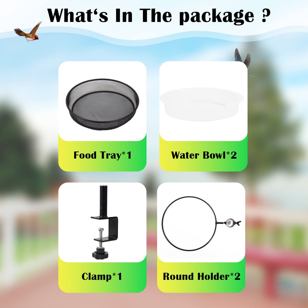 HRAYLTOP Deck Bird Feeder parts including tray and stand