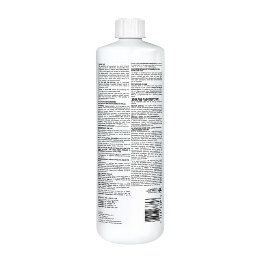 HTH Algae Guard Ultra 32oz bottle with label details