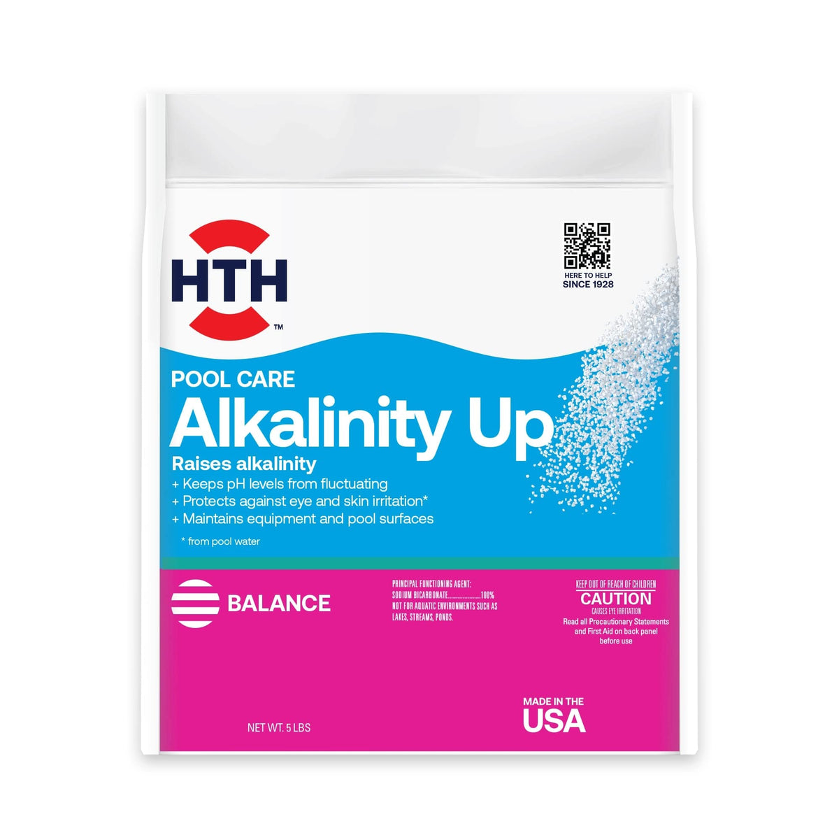 HTH Alkalinity Up 5 lbs granular pool care product front view