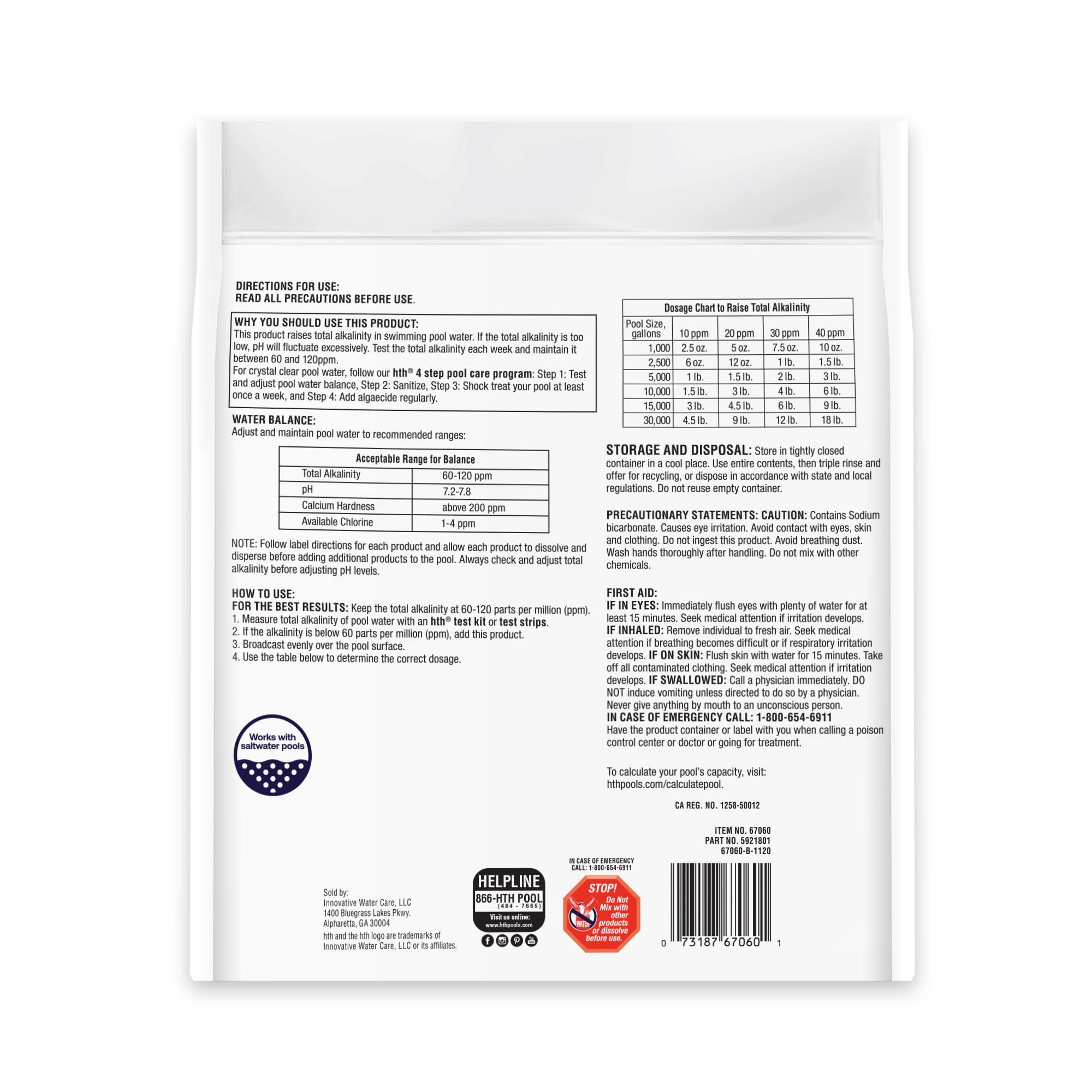 HTH Alkalinity Up packaging with product details