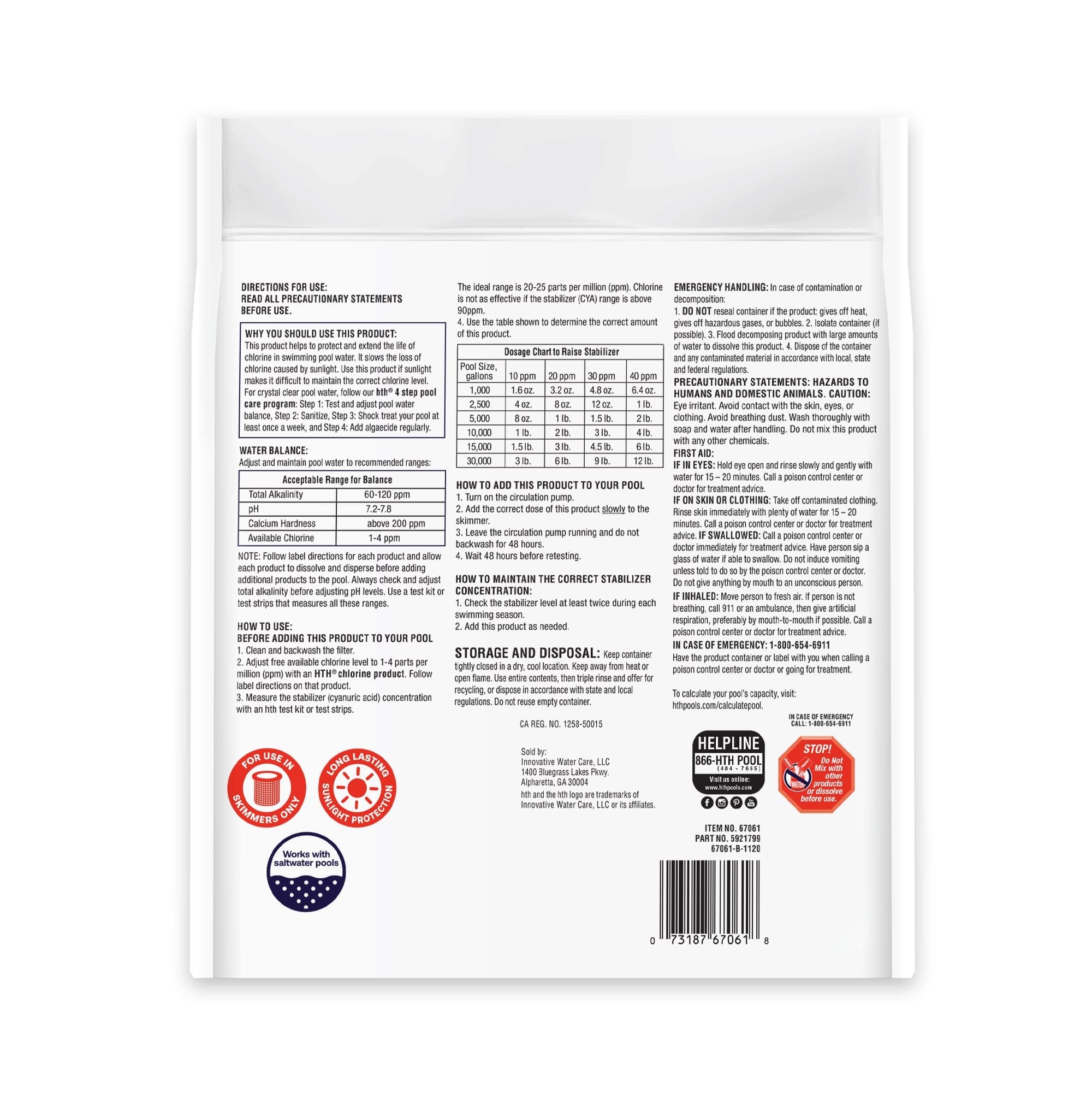 HTH Chlorine Stabilizer powder packaging