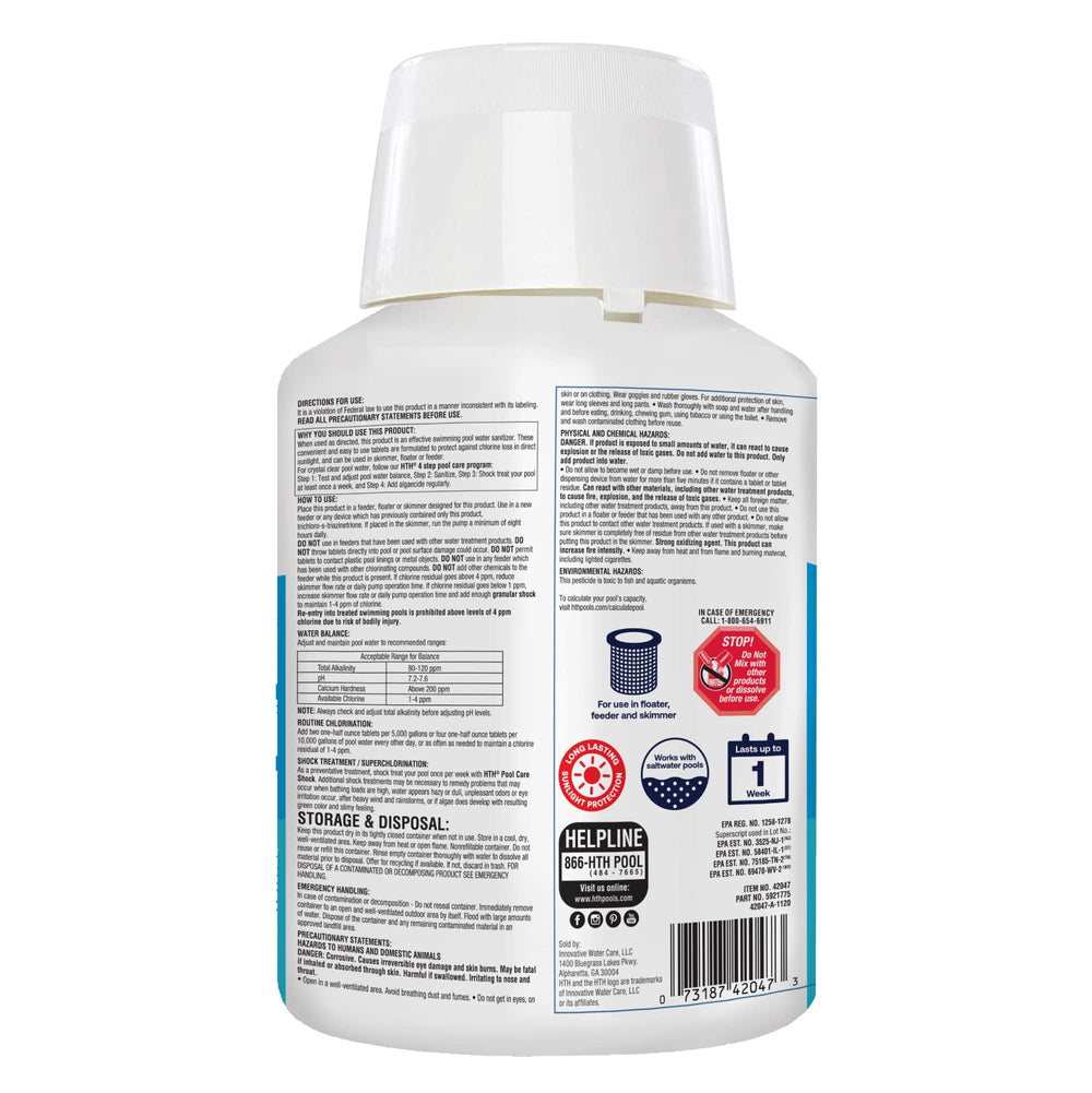 HTH Chlorine Tabs 1 inch tablet close-up