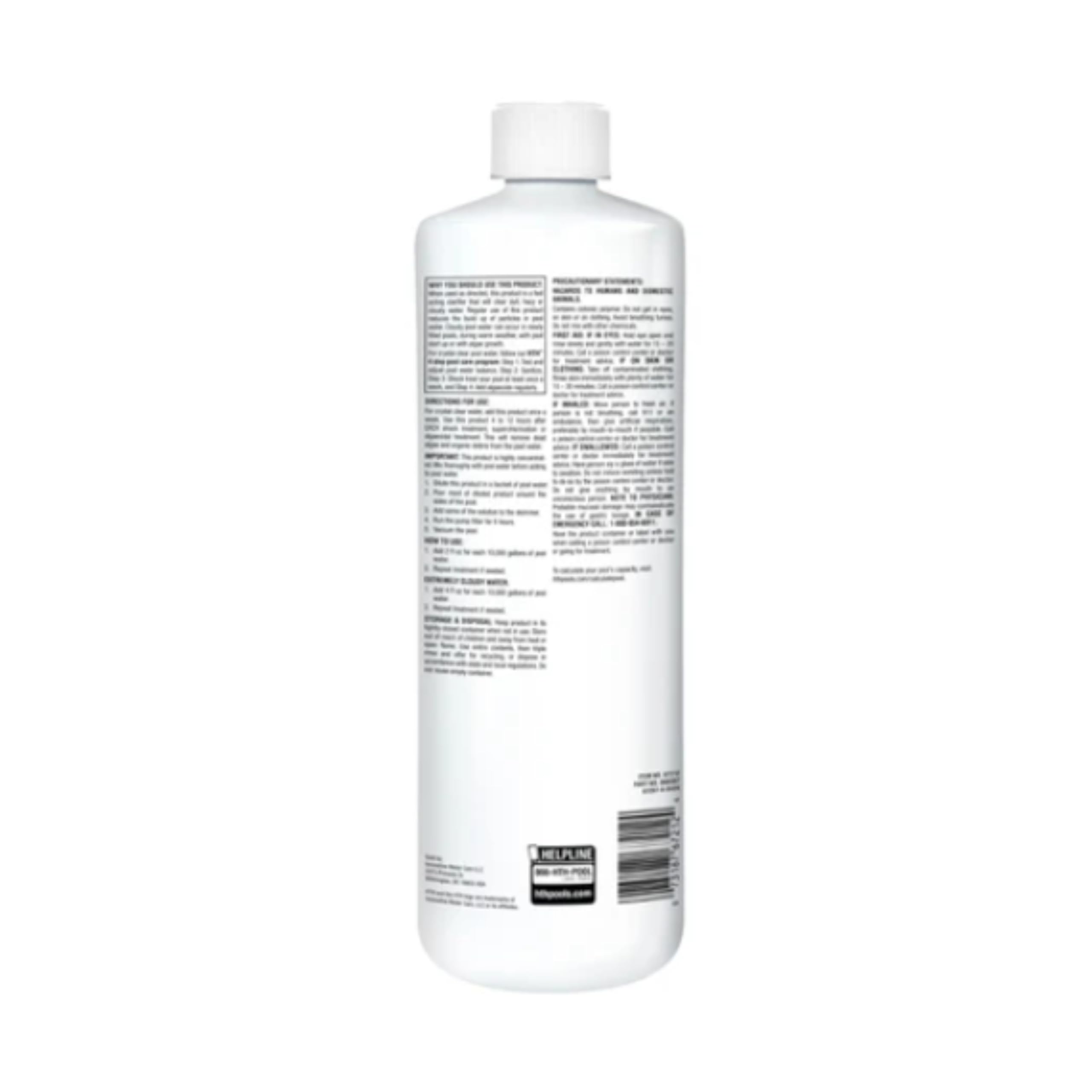 HTH Clarifier bottle side view with label details